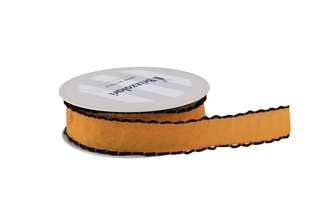 Textilní stuha s našitým krajem 233 3cm x 15m - 03 žlutá/černá