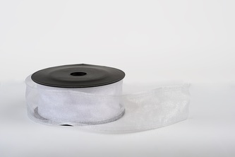 Stuha organza SNOW 4cm x 9,1m BÍLÁ