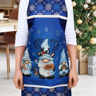 Vánoční kuchyňská voděodolná zástěra GNOMES modrá 64x73 cm Mybesthome