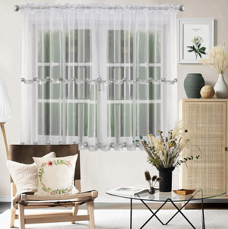 Dekorační krátká záclona se zirkony s řasící páskou CHLOE bílá 300x150 cm MyBestHome