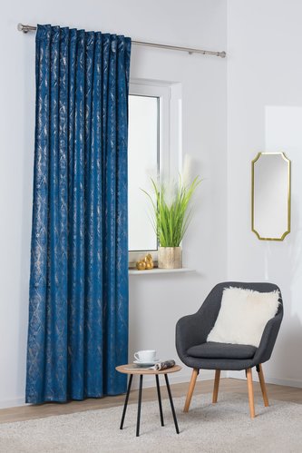 Dekorační vzorovaný závěs s poutky s tunýlkem DOHAT modrá 140x260 cm (cena za 1 kus) MyBestHome