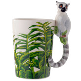 Keramický hrnek s rukojetí ve tvaru lemura