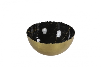 Kovová miska Eleni mramor černo-zlatá 17x18 cm