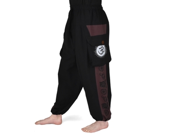 Kalhoty jóga LABHYA, fialovočerné, symboly