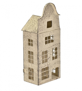 Kovový svícen domek hnědý 33x13x9 cm