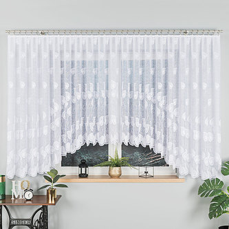 Dekorační krátká vzorovaná záclona na žabky NORA 160 bílá 500x160 cm MyBestHome