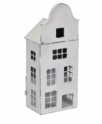 Kovový svícen domek bílý 33x13x9 cm Kovový svícen domek bílý 33x13x9 cm