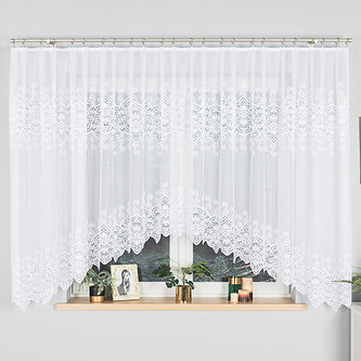 Dekorační krátká vzorovaná záclona na žabky CELINA 160 bílá 400x160 cm MyBestHome