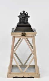 Dřevěná lucerna Astra šedá 45x22x22 cm