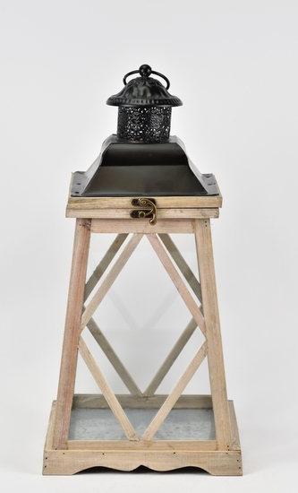 Dřevěná lucerna Astra šedá 45x22x22 cm