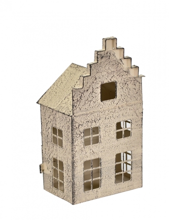 Kovový svícen domek hnědý 25,5x13x9 cm