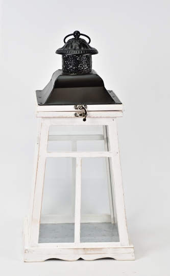 Dřevěná lucerna Poly bílá 45x18x18 cm