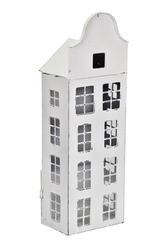 Kovový svícen domek bílý 41x13x9 cm