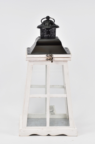 Dřevěná lucerna Blen bílá 45x22x22 cm