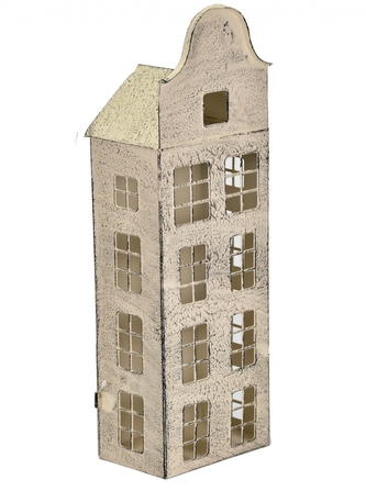 Kovový svícen domek hnědý 41x13x9 cm