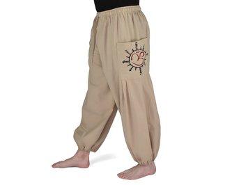 Kalhoty jóga LABHYA, pískové, ÓM