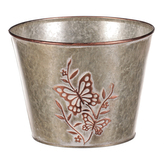 Kovový obal na květiny, design s motýly.