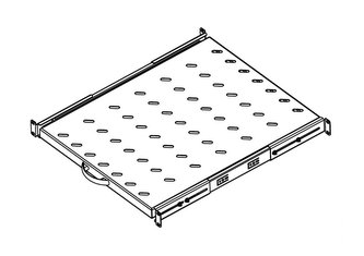 Legrand EvoLine 4-bodová police výsuvná 1U 530mm, uchycení variabilní 407-630mm, nosnost 30kg, černá, perforovaná