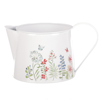 Kovový obal na květiny - tvar konve. Květinový design.