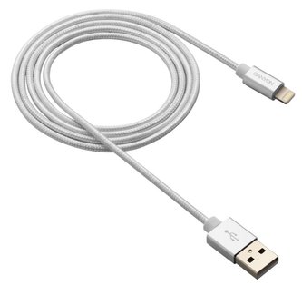 CANYON nabíjecí kabel Lightning MFI-3, opletený, Apple certifikát, délka 1m, perleťově bílá
