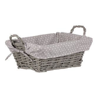 Koš proutěný, šedivá barva.