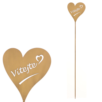 Srdce kovové, zápich.