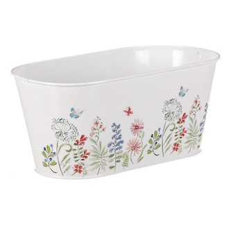 Kovový truhlík, květinový design.