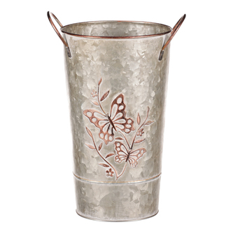 Kovová váza, design s motýly.