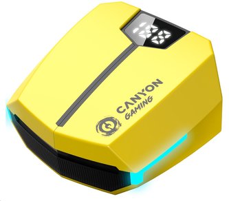 Sluchátka ''DoubleBee GTWS-2'', žlutá, bezdrátová, Bluetooth 5.3, herní, CANYON CND-GTWS2Y
