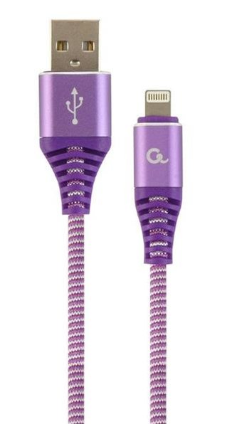 Gembird nabíjecí kabel Lightning 8-pin (M) na USB 2.0 (M), prémiový, opletený, 2 m, fialový
