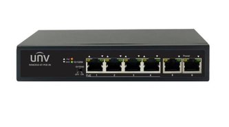 UNIVIEW Switch 6xRJ45 10/100 vč. PoE (802.3af/at,PoE budget 65W),PoE porty lze přepnout na 250m PoE@10Mbps, desktop