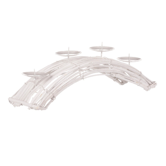 Adventní svícen, proutěný oblouk - bílá barva