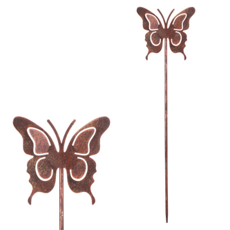 Motýl kovový, zápich. Barva měď antik.