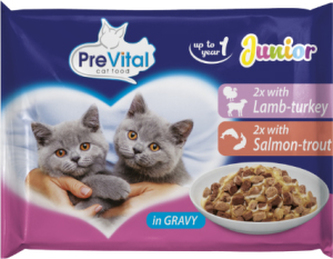 PreVital kapsičky pro koťata jehně a losos, 4× 100 g