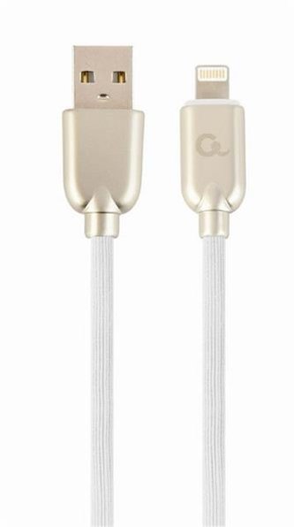 Gembird nabíjecí kabel Lightning 8-pin (M) na USB 2.0 (M), prémiový, gumovo - opletený, 1 m, bílý