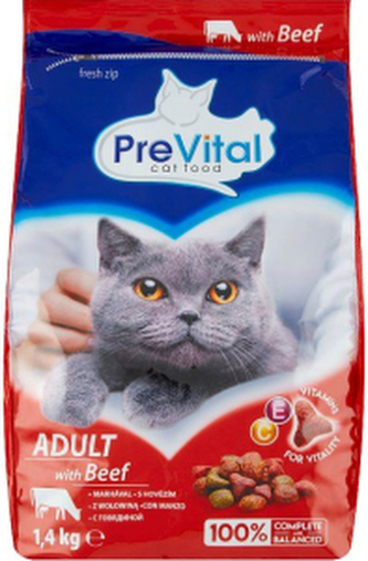 PreVital Adult granule pro kočky hovězí, 1,4 kg
