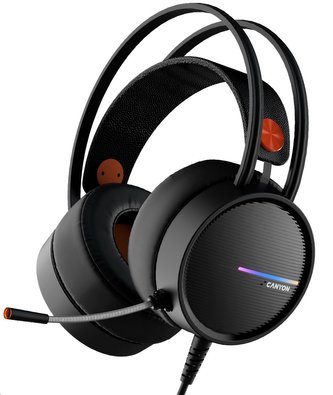 CANYON Herní headset Interceptor GH-8A, LED, PC/PS4/Xbox, Deep bass, kabel 2m, USB+2x3,5F TRS jack + rozbočovač