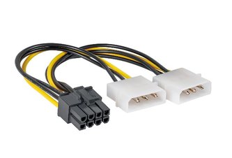 Akyga adaptér 2x Molex/PCI-Express 8-pin/180W/15cm