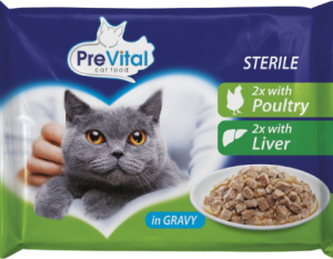 PreVital kapsičky pro kočky drůbež a játra, 4× 100 g