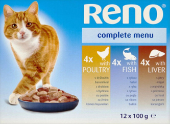 Reno kapsičky pro kočky drůbeží, ryba, játra, 12× 100 g