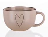 Hrnek keramika 730ml  JUMBO HEART béžová