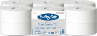 Bulkysoft Jumbo Mini 2vrstvý toaletní papír bílý, průměr 19 cm, 145 m role, 12 rolí