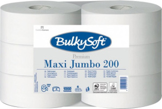 Bulkysoft Jumbo Maxi 2vrstvý toaletní papír bílý, průměr 20 cm, 200 m role, 6 rolí