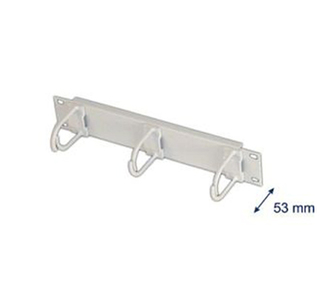 Panel Triton 10" vyvazovací, 1U, 3x plastový háček, šedý