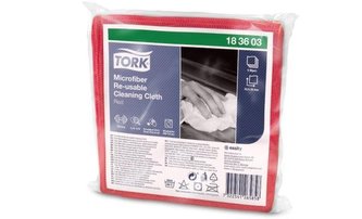 183601 Čisticí utěrka, červená, mikrovlákno, TORK