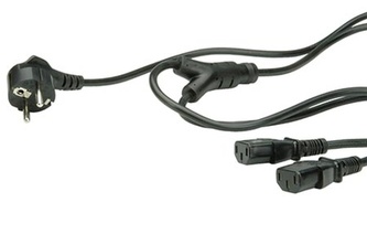 Kabel 220V rozdvojka na 2x PC 220V 3pin(F) 2m