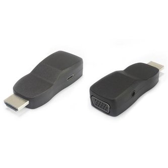 Převodník HDMI na VGA miniaturní provedení se zvukem a napájecím konektorem černý
