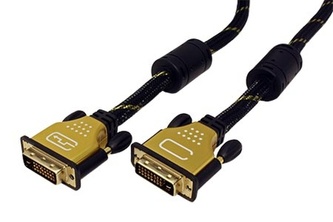 Kabel DVI-D(M) - DVI-D(M) dual link, s ferity, 5m, zlacené konektory
