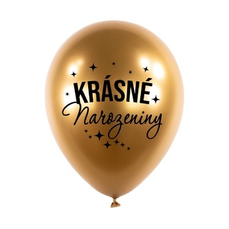 Balonky Chrome Krásné narozeniny, Zlaté 5 ks