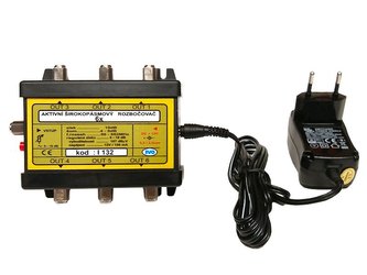 IVO I132 aktivní rozbočovač 6x výstup"F" 10dB zisk + zdroj 12V